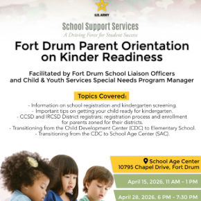 Flyer for Fort Drum Kinder Readiness Program